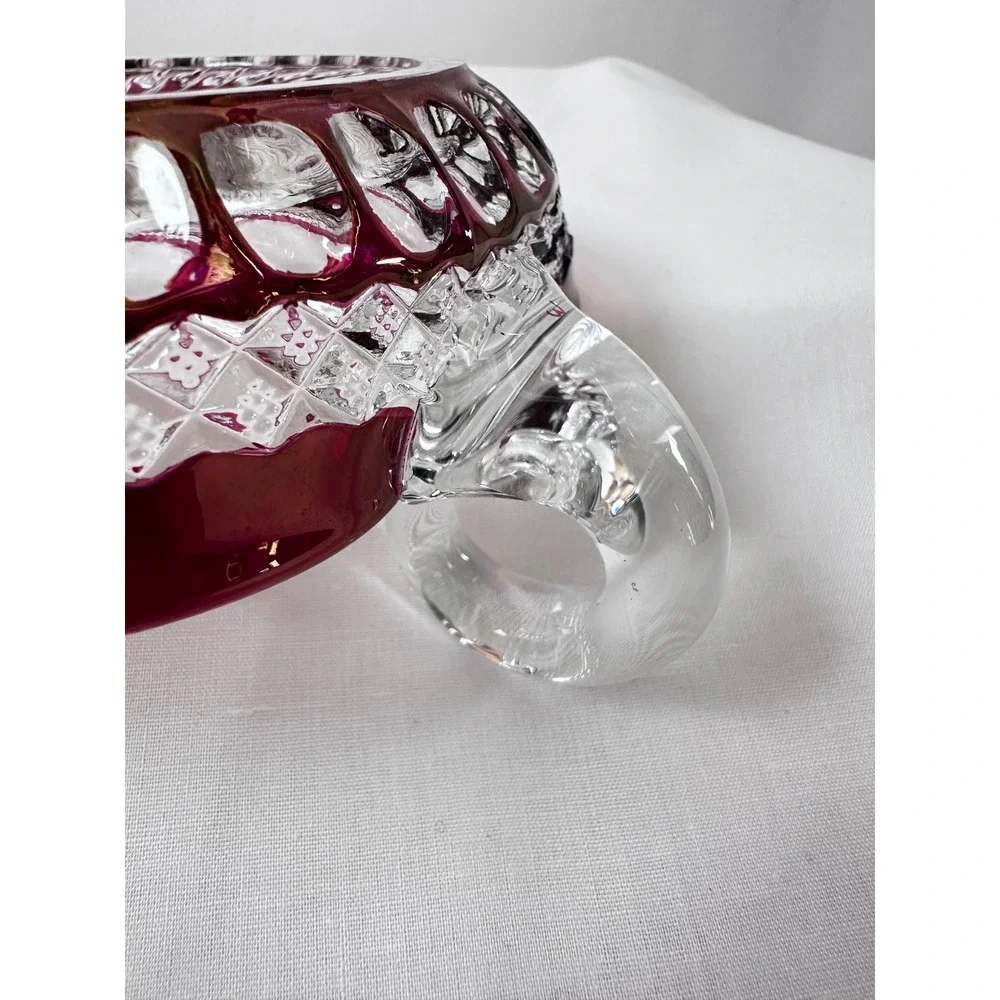 Westmoreland Ruby Red Waterford‎ 5" Heart Shaped Bonbon Nappy Glass Dish Handle - Picture 5 of 14